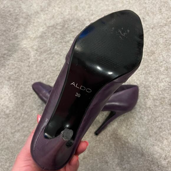 ALDO Purple Leather 4" Pump Heels Size 39 - Picture 7 of 14
